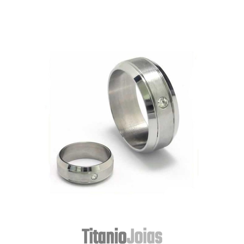 Anel De Titânio Unissex Com Diamante De 8 Mm