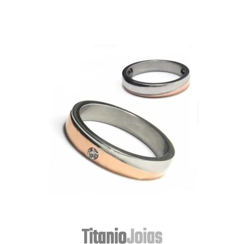 Anel De Corte Com Incrustações De Ouro E Titânio De 4 Mm Com Diamantes