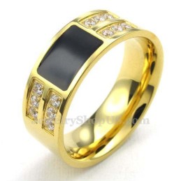 Anel De Titânio Dourado Com Zircônia Branca