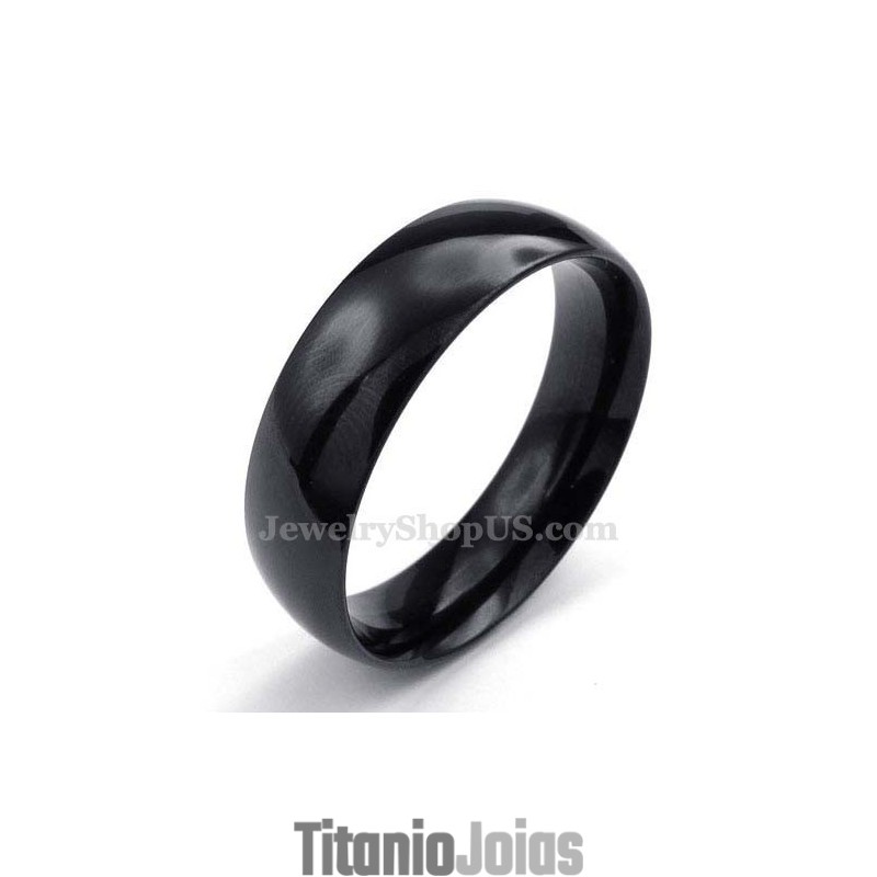 Anel Liso De Titânio Preto De 6 Mm Anel Liso De Titânio Preto De 6 Mm