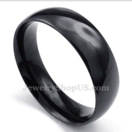 Anel Liso De Titânio Preto De 6 Mm