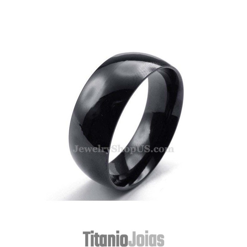 Anel Liso De Titânio Preto De 8 Mm Anel Liso De Titânio Preto De 8 Mm