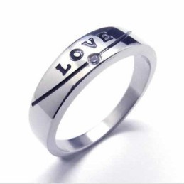 Anel De Corte Com Diamantes Love De 5 Mm Em Titânio Incrustado