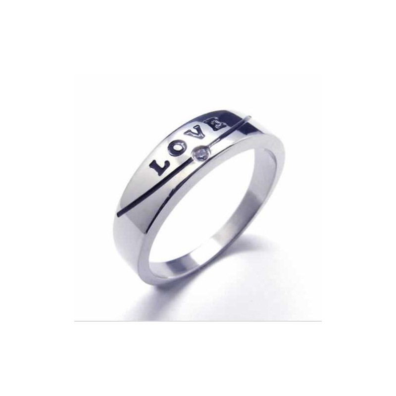 Anel De Corte Com Diamantes Love De 5 Mm Em Titânio Incrustado Anel De Corte Com Diamantes Love De 5 Mm Em Titânio Incrustado
