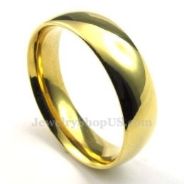 Anel Redondo De Titânio Dourado De 6 Mm