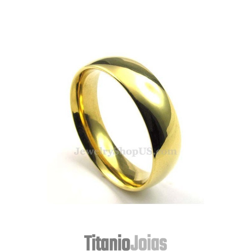 Anel Redondo De Titânio Dourado De 6 Mm Anel Redondo De Titânio Dourado De 6 Mm