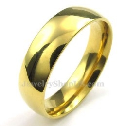 Anel Redondo De Titânio Dourado De 6 Mm