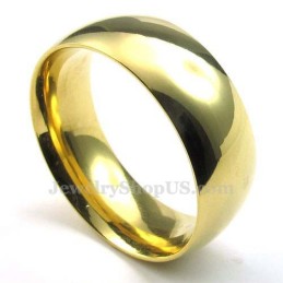 Anel Redondo De Titânio Dourado De 8 Mm