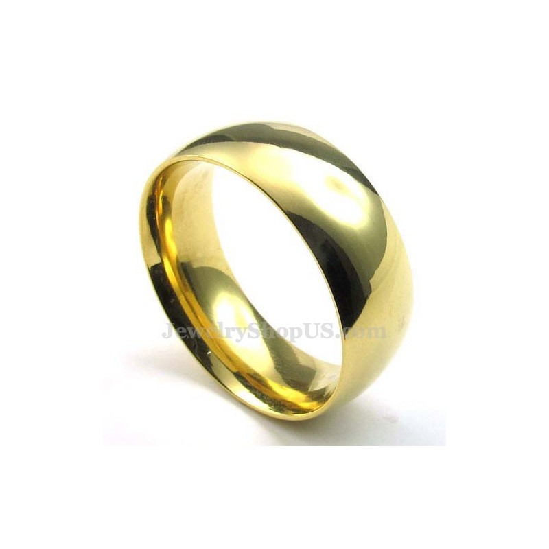 Anel Redondo De Titânio Dourado De 8 Mm Anel Redondo De Titânio Dourado De 8 Mm