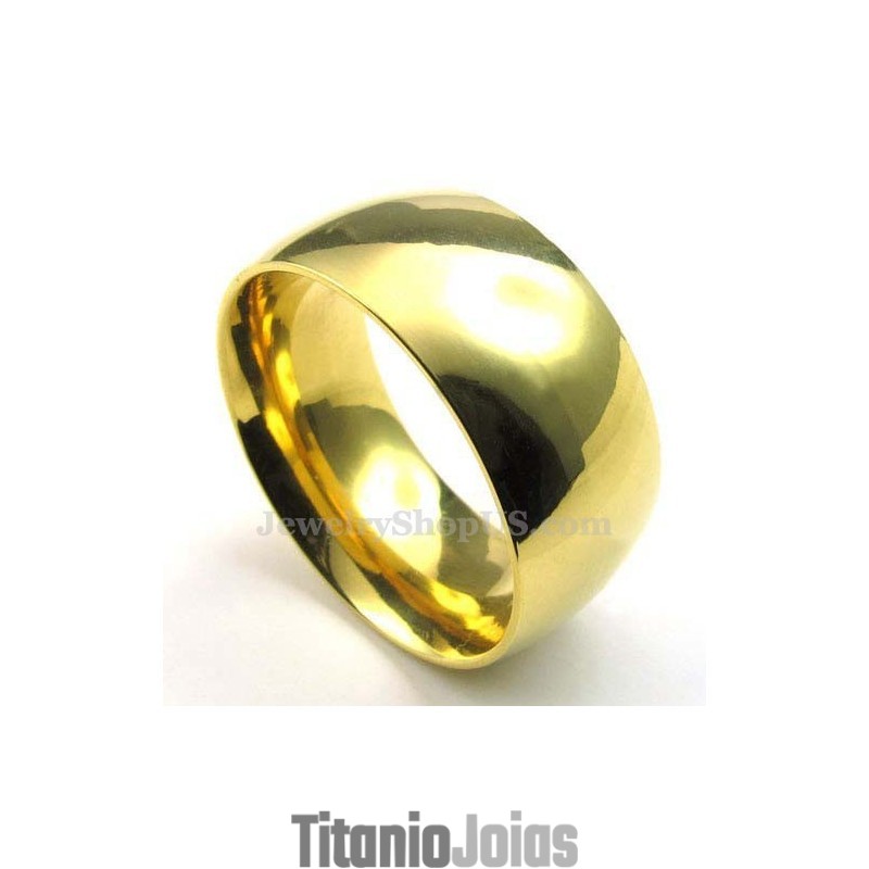Anel Redondo De Titânio Dourado De 10 Mm