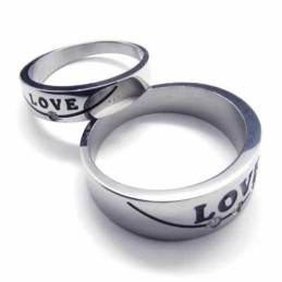 Anel De Corte Com Diamantes Love De 5 Mm Em Titânio Incrustado
