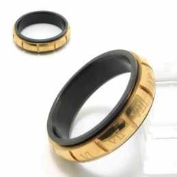 Anel De Corte Em Titânio Preto E Dourado Com Algarismos Romanos De 6 Mm