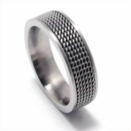 Anel De Titânio Masculino De 8 Mm Com Malha