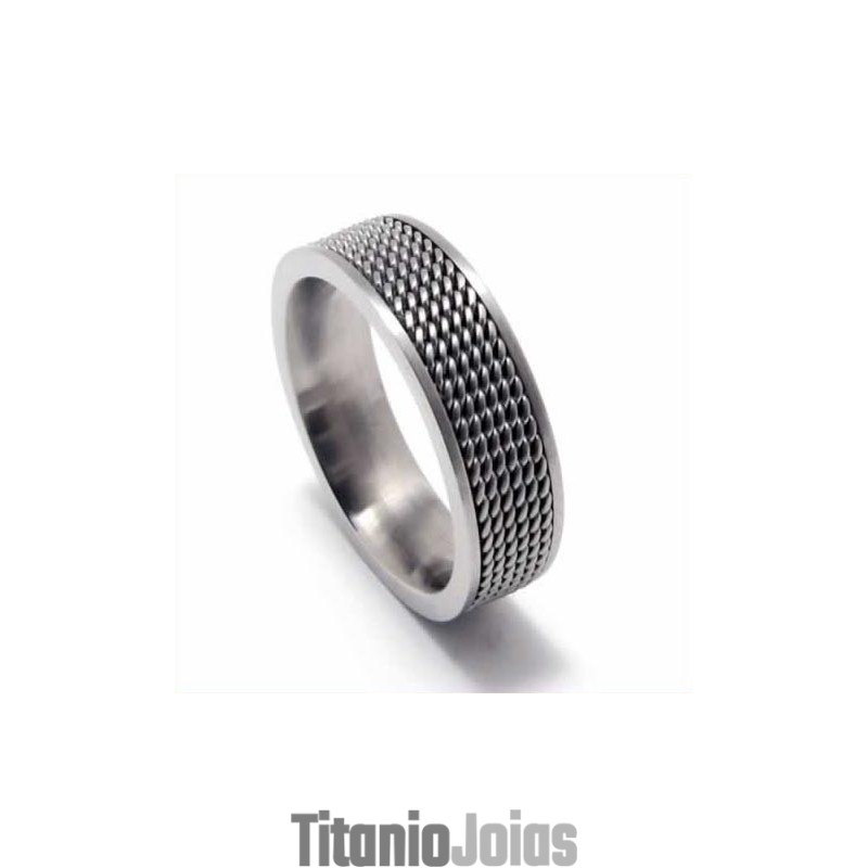 Anel De Titânio Masculino De 8 Mm Com Malha Anel De Titânio Masculino De 8 Mm Com Malha