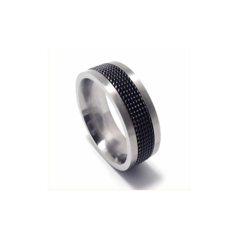Anel De Titânio Preto Masculino De 7 Mm Com Malha Anel De Titânio Preto Masculino De 7 Mm Com Malha