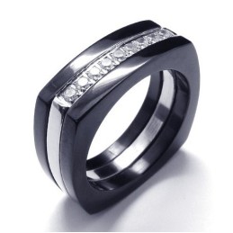 Anel De Titânio Unissex Com Diamante De 8 Mm