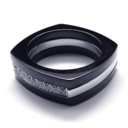 Anel De Titânio Unissex Com Diamante De 8 Mm