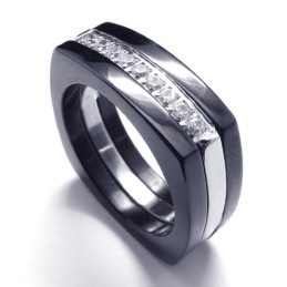 Anel De Titânio Unissex Com Diamante De 8 Mm