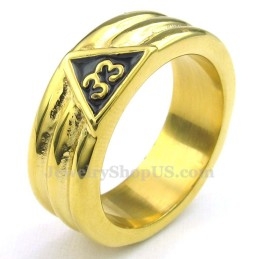 Anel Maçônico De Titânio Dourado