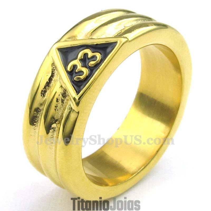 Anel Maçônico De Titânio Dourado Anel Maçônico De Titânio Dourado