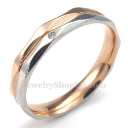 Anel De Casal Em Titânio E Ouro Rosa Com Zircônia Branca
