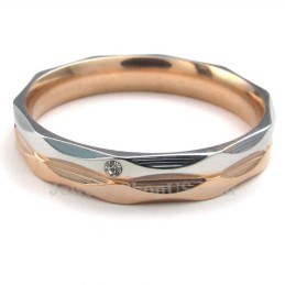Anel De Casal Em Titânio E Ouro Rosa Com Zircônia Branca
