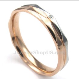 Anel De Casal Em Titânio E Ouro Rosa Com Zircônia Branca