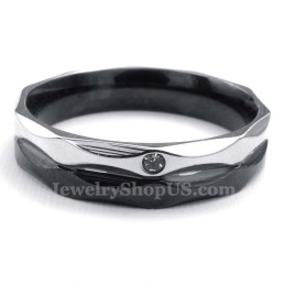 Anel De Casal Em Titânio Preto Com Zircônia Branca