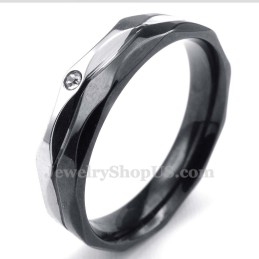 Anel De Casal Em Titânio Preto Com Zircônia Branca