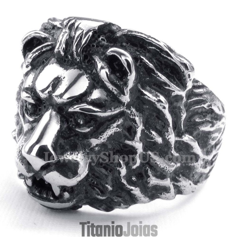 Anel De Cabeça De Leão De Titânio