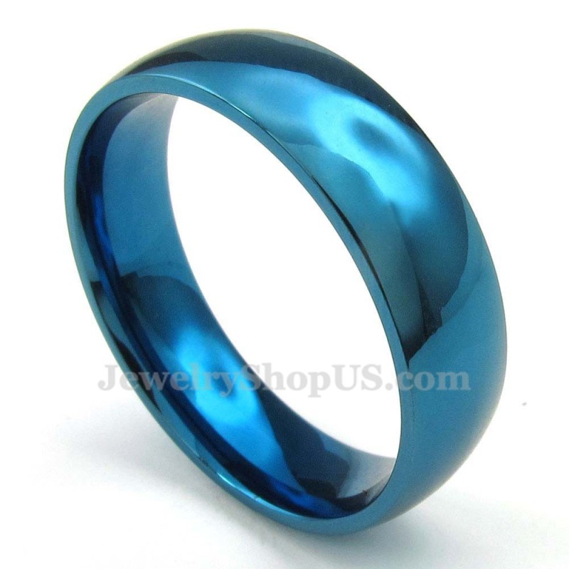 Anel Redondo Azul De Titânio De 6 Mm