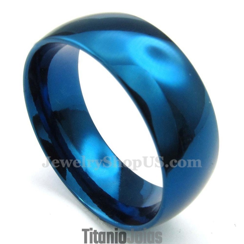 Anel Redondo Azul De Titânio De 8 Mm Anel Redondo Azul De Titânio De 8 Mm