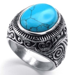 Anel De Titânio Com Pedra Ornamental Azul