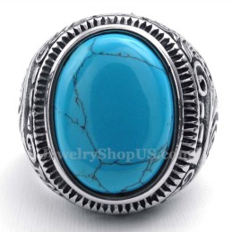 Anel De Titânio Com Pedra Ornamental Azul