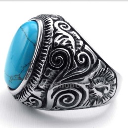 Anel De Titânio Com Pedra Ornamental Azul