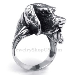 Anel De Cabeça De Cachorro De Titânio