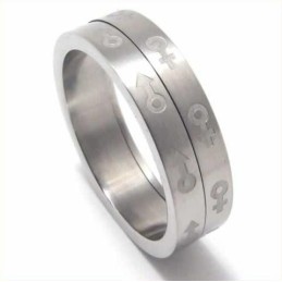Anel De Titânio De 6 Mm Com Símbolo Sexual