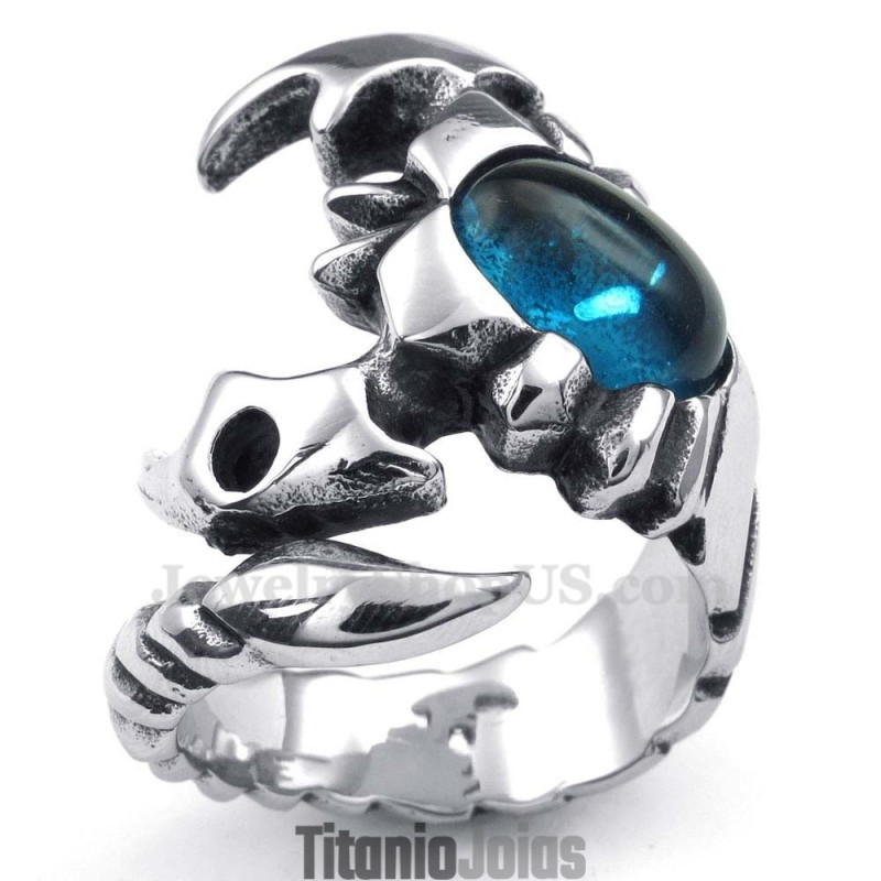Anel De Escorpião De Titânio Com Zircônia Azul Anel De Escorpião De Titânio Com Zircônia Azul
