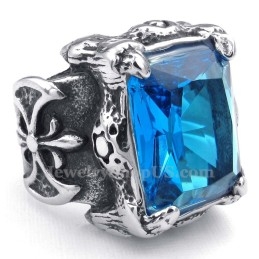 Anel De Titânio Com Zircônia Azul
