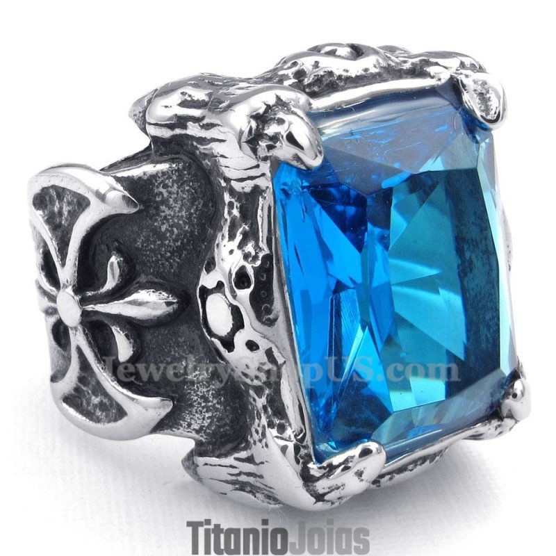 Anel De Titânio Com Zircônia Azul Anel De Titânio Com Zircônia Azul