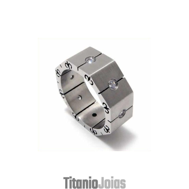 Anel De Corte Com Incrustações De Titânio De 8 Mm E Diamantes