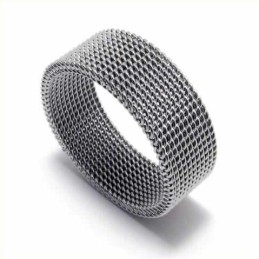 Anel De Titânio Unissex De Malha De 8 Mm