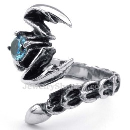 Anel De Escorpião De Titânio Com Zircônia Azul