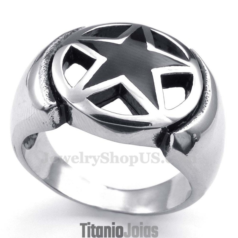 Anel De Estrela De Cinco Pontas De Titânio