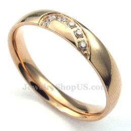 Anel De Coração De Titânio Dourado Com Zircônia Branca