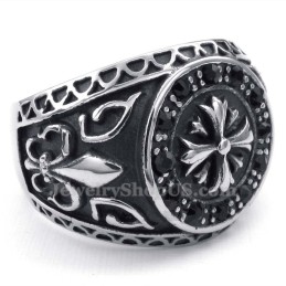 Anel De Titânio Com Strass Preto