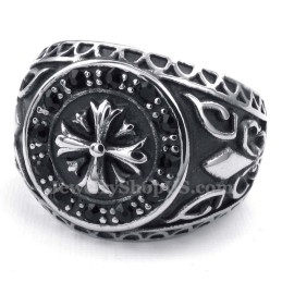Anel De Titânio Com Strass Preto