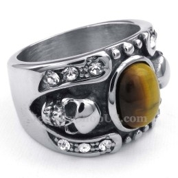 Anel De Caveira De Titânio Com Pedra Ornamental