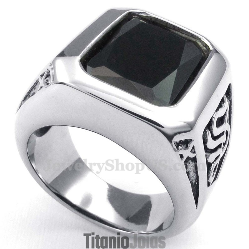Anel De Titânio Com Zircônia Preta Anel De Titânio Com Zircônia Preta