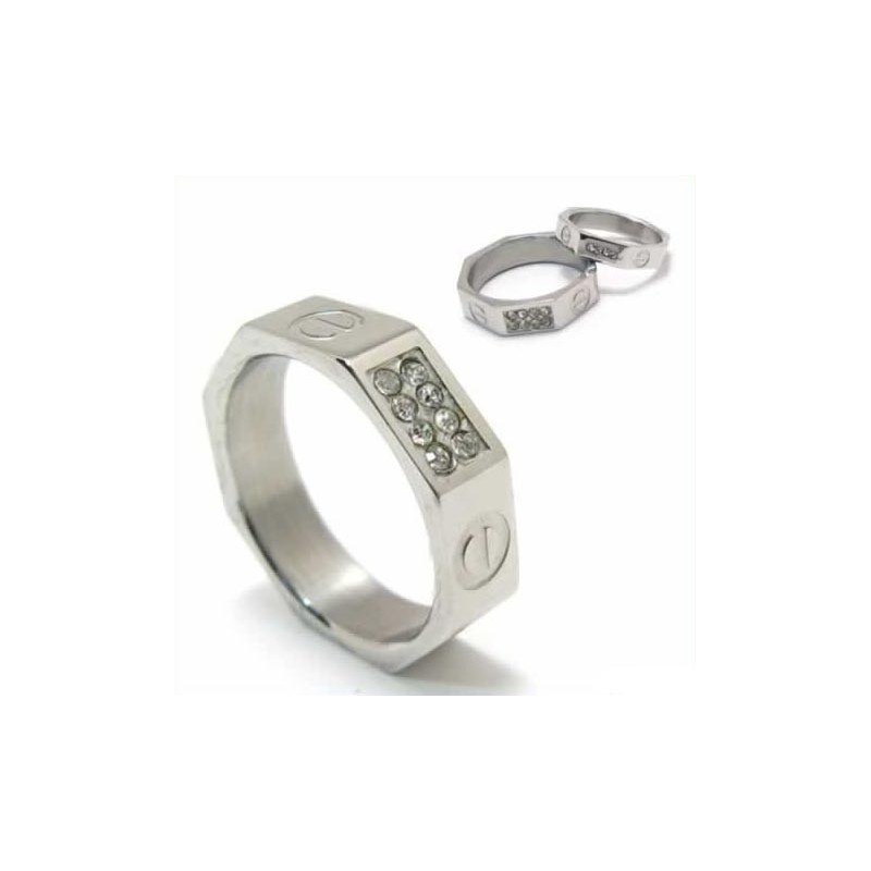 Anel De Corte Com Incrustações De Titânio De 6 Mm E Conjunto De Diamantes Anel De Corte Com Incrustações De Titânio De 6 Mm E Conjunto De Diamantes